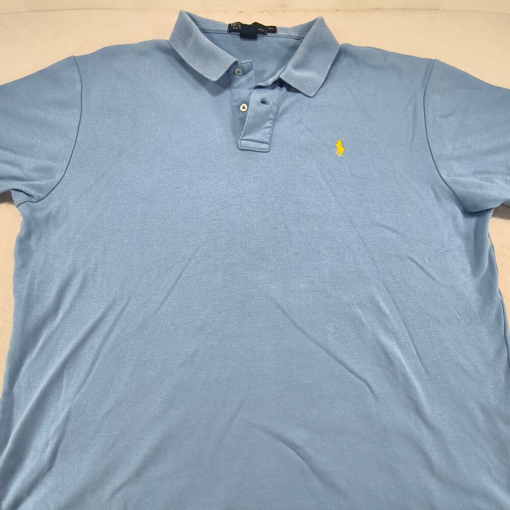 Polo by Ralph Lauren Collared Short Sleeve Polo Shirt Mens Size XL Blue Yellow